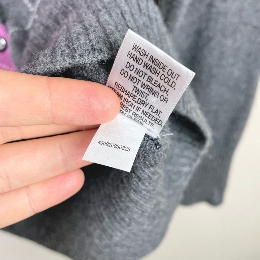 Apt.9 Women's Medium 100% Cashmere Argyle Button Front Cardigan Sweater Academia - Picture 13 of 16